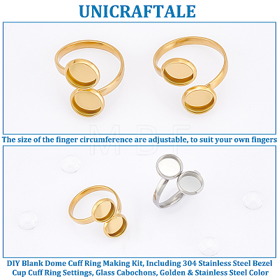Unicraftale DIY Blank Dome Cuff Ring Making Kit DIY-UN0004-72-1