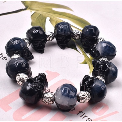 Skull Head Beads Bracelet Silicone Molds X-DIY-L021-61-1