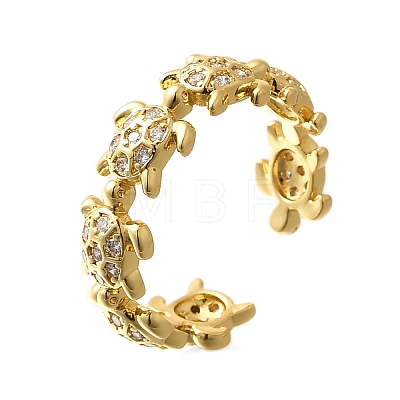 Brass Micro Pave Clear Cubic Zirconia Cuff Rings for Women RJEW-Q008-13G-1