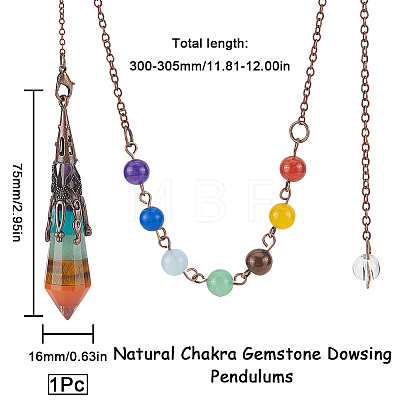 SUNNYCLUE 1Pc Natural Chakra Gemstone Dowsing Pendulums AJEW-SC0002-31R-1