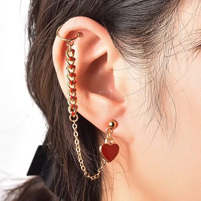 Heart Alloy Enamel Dangle Earring for Girl Women EJEW-JE04606-1