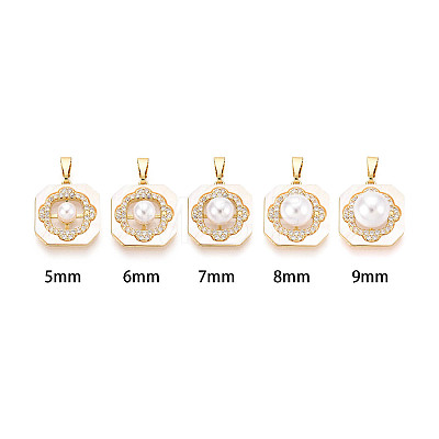 Brass Micro Pave Cubic Zirconia Cup Pearl Peg Bails Pin Pendants KK-T079-04G-1