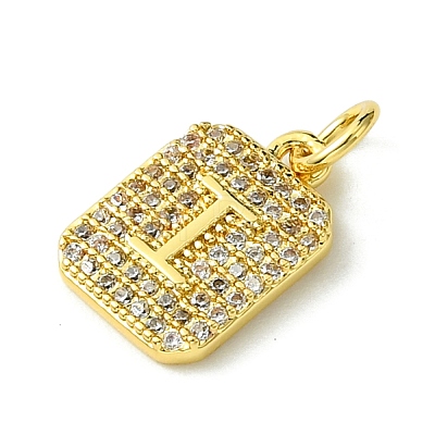 Rack Plating Brass Micro Pave Clear Cubic Zirconia Charms KK-G501-01I-G-1