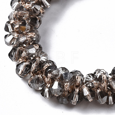 Faceted Transparent Glass Beads Stretch Bracelets BJEW-S144-001B-01-1