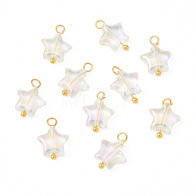10Pcs Glass Pendants PALLOY-YW00065-04-1