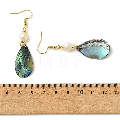 Natural Abalone Shell/Paua Shell Dangle Earrings EJEW-JE07434-01-1