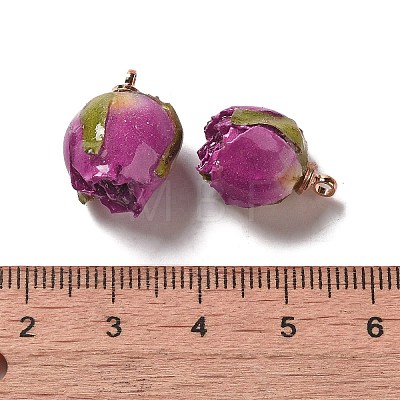 Preserved Rose with Golden Alloy Pendants FIND-M010-01B-1