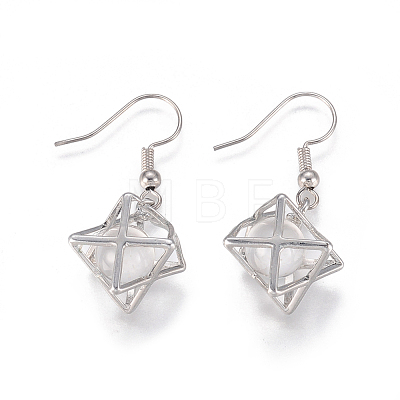 Natural Quartz Crystal Dangle Earrings EJEW-K080-A04-1