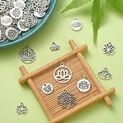 100Pcs 10 Styles Tibetan Style Alloy Charms TIBEP-CJ0002-34-1