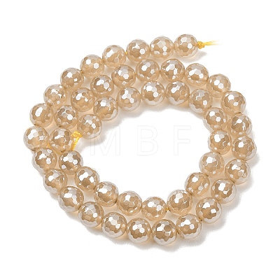 Electroplated Natural Agate Beads Strands G-B191-A07-8mm-07-1