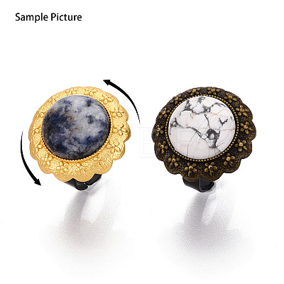 Adjustable Flower Alloy & Iron Bezel Cup Ring Base with Rotatable Tray MAK-T012-06B-1