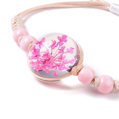 Handmade Dry Pressed Flower Link Bracelet for Girl Women BJEW-C004-01I-1