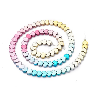 Rainbow Color Electroplate Non-magnetic Synthetic Hematite Beads Strands G-L489-E01-1