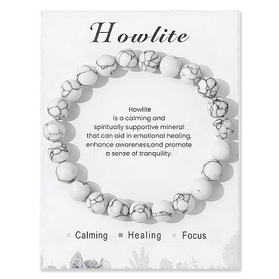 Natural Howlite Beaded Stretch Bracelets PW-WG7FE75-22-1