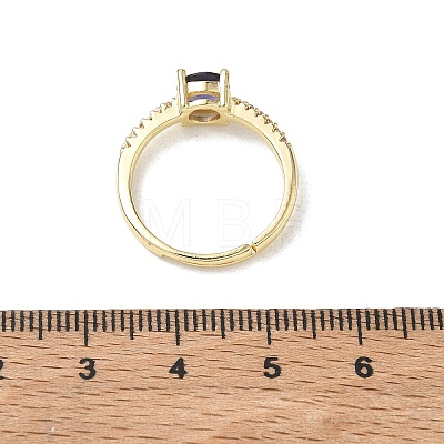 Brass & Round Cubic Zirconia Finger Rings CU-CBA7E55-19G-02-1