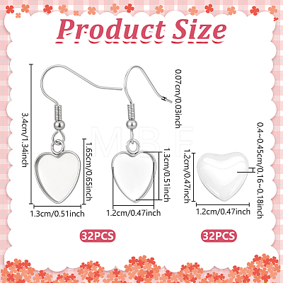 DIY 304 Stainless Steel Heart Dangle Earring Making Kits EJEW-UN0003-34-1