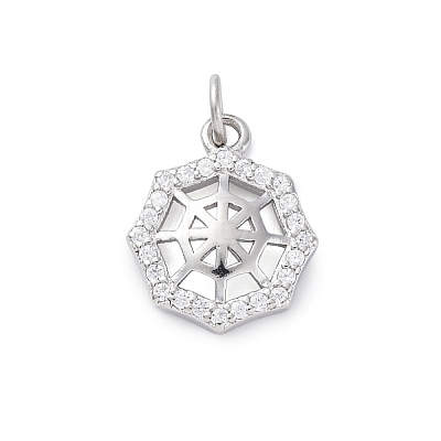 925 Sterling Silver Micro Pave Clear Cubic Zirconia Charms STER-S010-03D-P-1