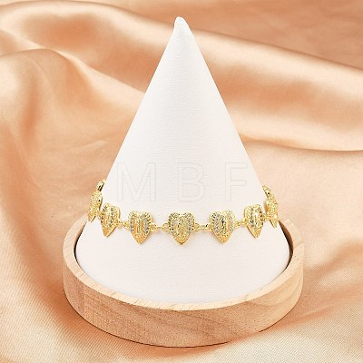 Virgin Mary Theme Brass Micro Pave Clear Cubic Zirconia Link Chain Bracelets for Women BJEW-A090-08C-G-1