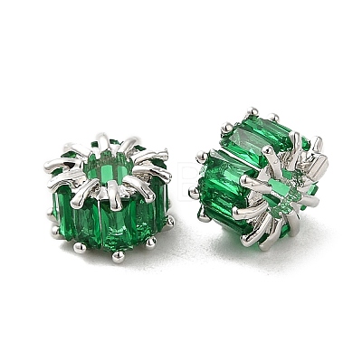 Rack Plating Platinum Brass Micro Pave Cubic Zirconia Beads KK-Q795-02A-P-1