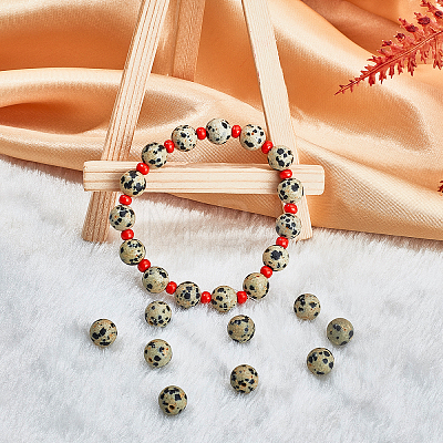 Natural Dalmatian Jasper Stone Bead Strands G-OC0001-56-1