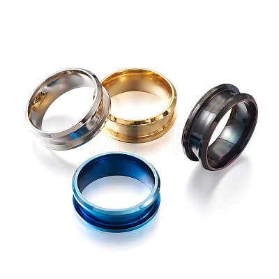 316L Titanium Steel Grooved Finger Ring Settings FIND-TA0001-13-1