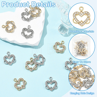 20Pcs 2 Colors Alloy Rhinestone Pendants FIND-YW0011-37-1