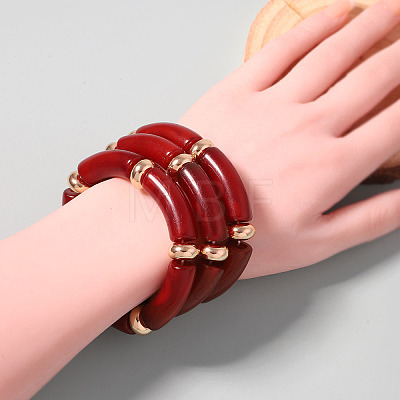 3Pcs Tube Alloy & Resin & CCB Plastic Beaded Strertch Bracelets for Women FS-WG2018E-02-1