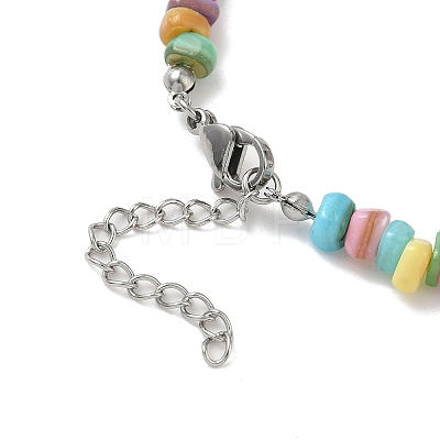 Natural Dyed Freshwater Shell Colorful Nuggets Beaded Anklets for Women AJEW-AN00717-1