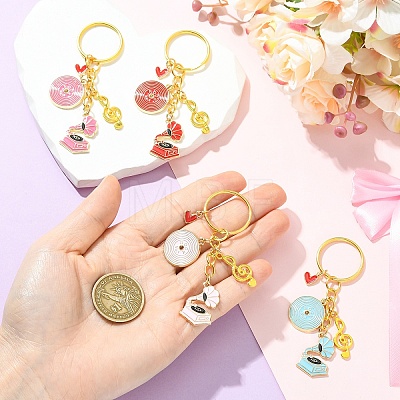 Alloy Enamel Disc & Gramophone & Musical Note Pendant Decorations KEYC-YW00286-03-1