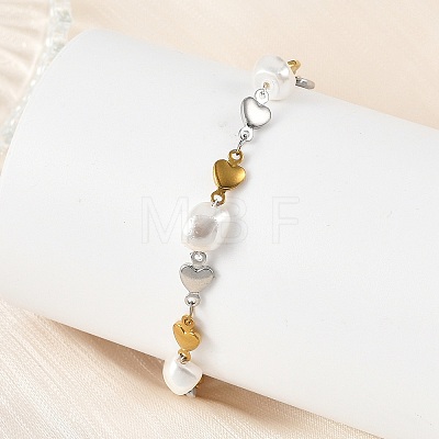 304 Stainless Steel Heart Link Chain Bracelets BJEW-JB14166-1