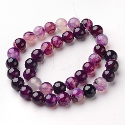 Natural Striped Agate/Banded Agate Beads Strands G-D845-01A-8mm-1