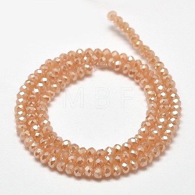 Faceted Rondelle Full Rainbow Plated Imitation Jade Electroplate Glass Beads Strands EGLA-J134-3x2mm-FR17-1