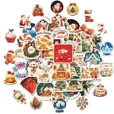 50Pcs Christmas Theme Paper Stickers PW-WGFB5D6-01-1