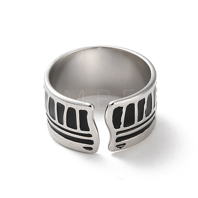 304 Stainless Steel Enamel Cuff Rings for Men RJEW-M171-35P-1