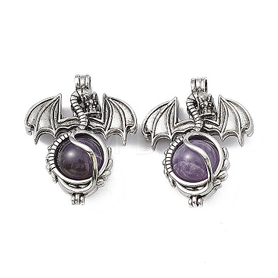 Natural Amethyst Pendants G-P491-02AS-02-1