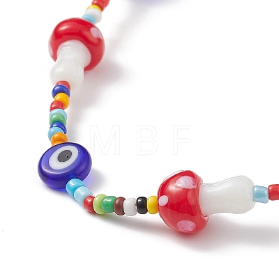 Mushroom Handmade Lampwork Beaded Necklaces for Women NJEW-JN03983-1