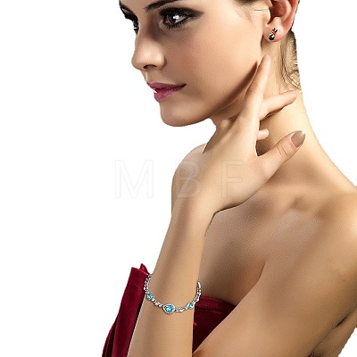 Flat Round Alloy Rhinestone Link Bracelets WGFE8E3-01-1