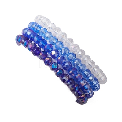 4Pcs Glass & Natural Cultured Freshwater Pearl Beads Stretch Bracelets for Women BJEW-JB13520-1