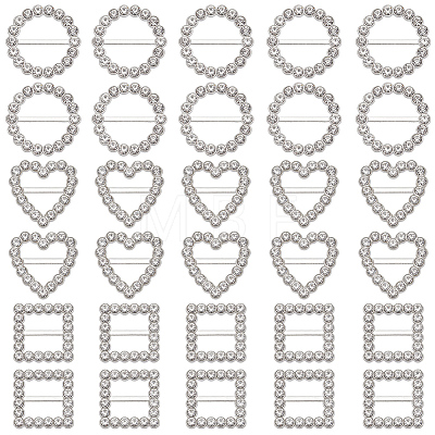 60Pcs 3 Styles Alloy Rhinestone Slider Buckles FIND-CY0001-92-1