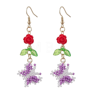 Glass Seed Beads Butterfly Dangle Earrings EJEW-MZ00347-05-1