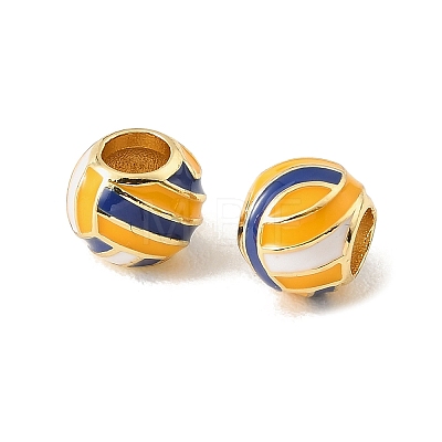 Sports Ball Brass Enamel European Beads KK-CBAF2EC-03G-05-1