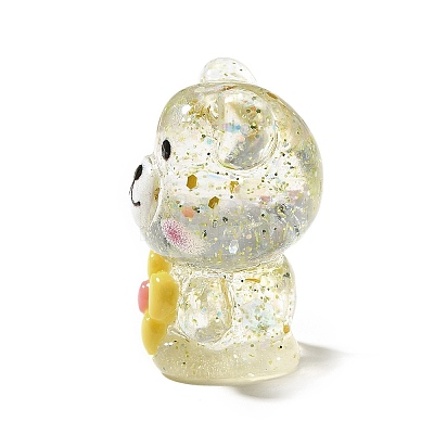 Transparent Resin Little Bear Ornament RESI-S015-01G-1