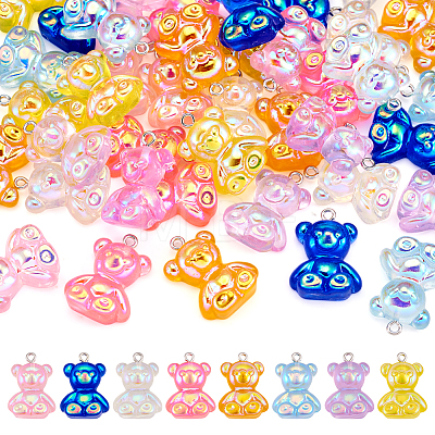 48Pcs 8 Colors Electroplated Resin Pendants RESI-TA0002-09-1