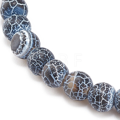 Natural Weathered Agate(Dyed) Round Beaded Stretch Bracelet BJEW-JB08363-02-1