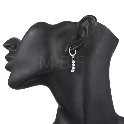304 Stainless Steel Natural Mixed Stone Column Leverback Earrings EJEW-JE06520-1
