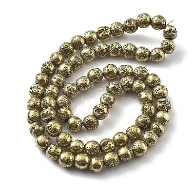 Electroplated Natural Lava Rock Beads Strands G-A251-B01-01F-1