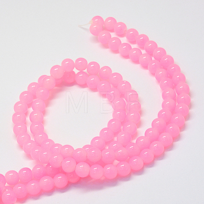 Baking Painted Imitation Jade Glass Round Bead Strands DGLA-Q021-4mm-45-1