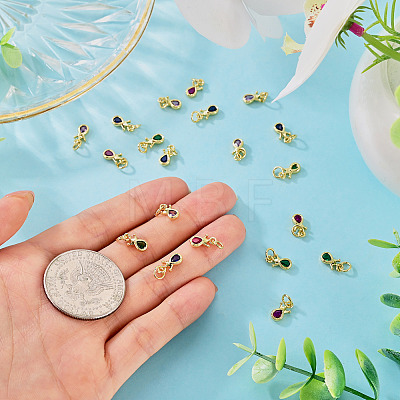 20Pcs 4 Colors Brass Cubic Zirconia Charms KK-TA0009-13A-1