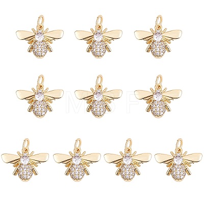 10Pcs Rack Plating Brass Micro Pave Cubic Zirconia Pendants ZIRC-SZ0004-24-1