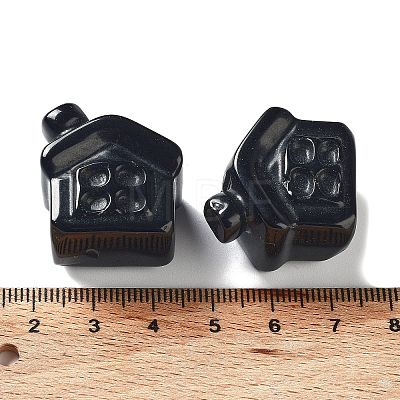 Natural Obsidian Carved Healing House Figurines DJEW-P015-01F-1